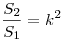 Описание: \frac{{S_2 }}{{S_1 }} = k^2 